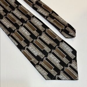 Pierre Cardin Black and Brown Patterned Tie